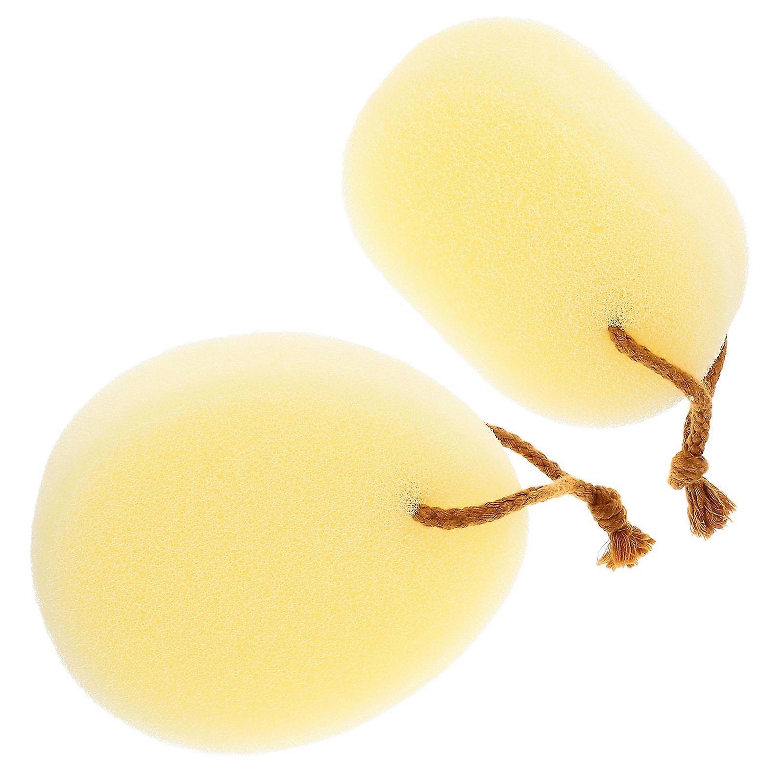 Yellow Bath Back Sponge for Body Cleaning with 2Pcs Bathing Scrubber Set