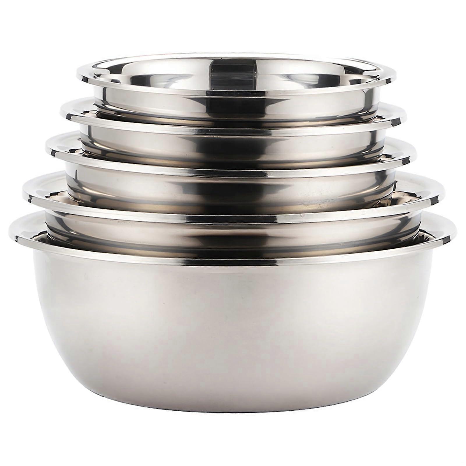 Stainless Steel Mixing Bowls Set of 5, Large Nesting Design for Baking, Cooking and Serving
