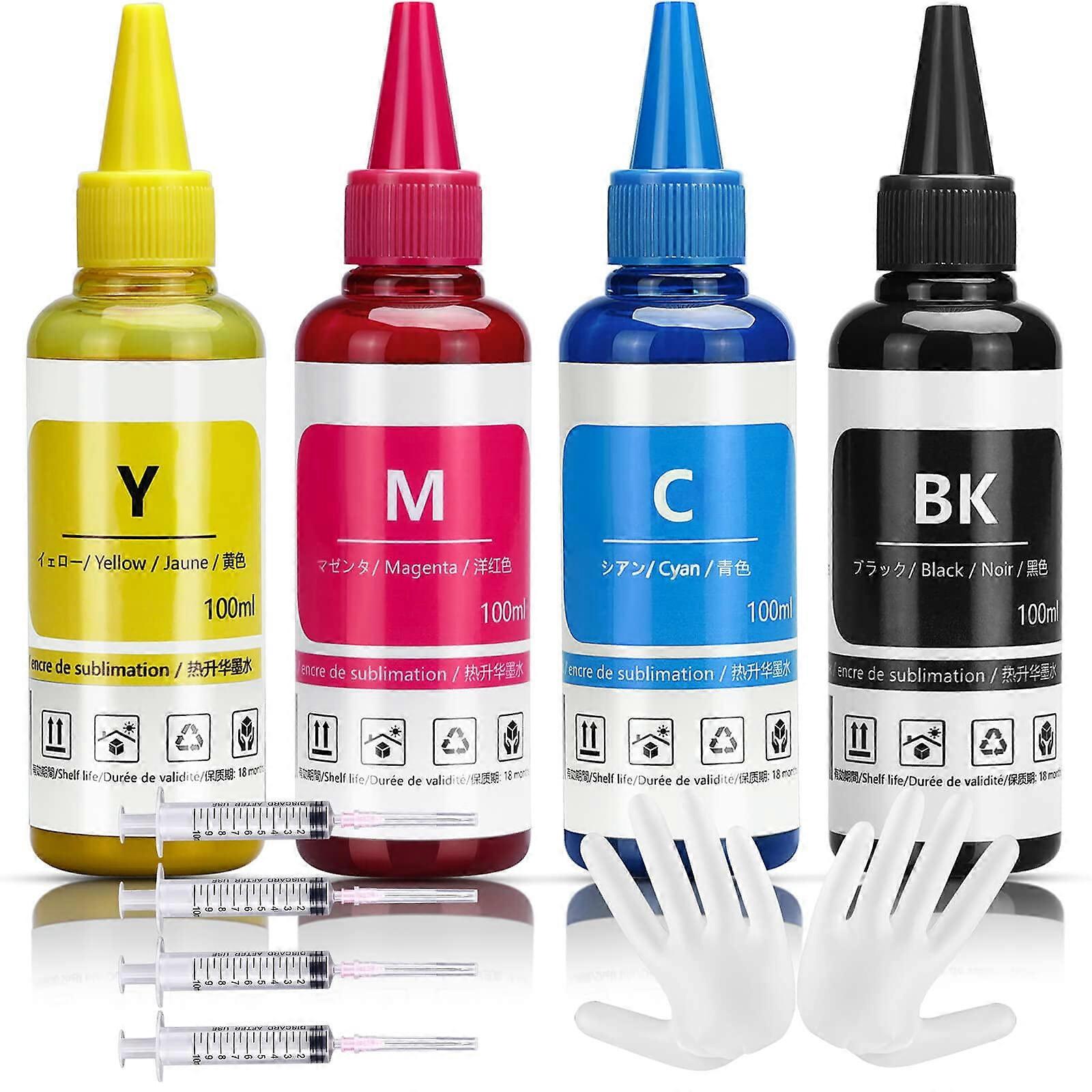 Sublimation Ink Refill Bottles compatible with Epson C88 C88+ WF7720 ET2720 WF7710 ET2650 ET2750 WF2750 WF3620 (4-Pack, CMYK)
