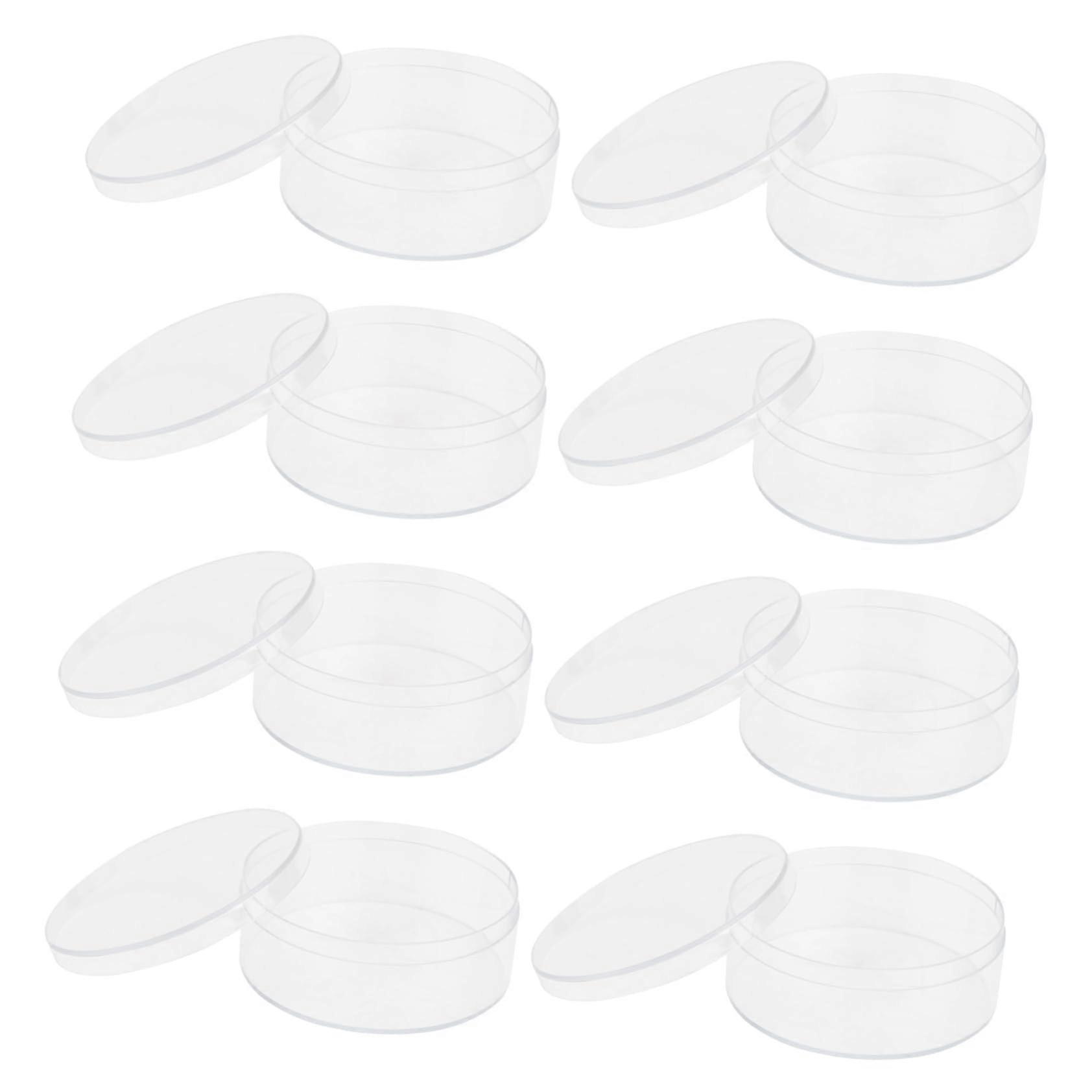 10pcs Transparent Round Plastic Storage Container for Jewelry Candy Makeup Puff Dustproof Durable