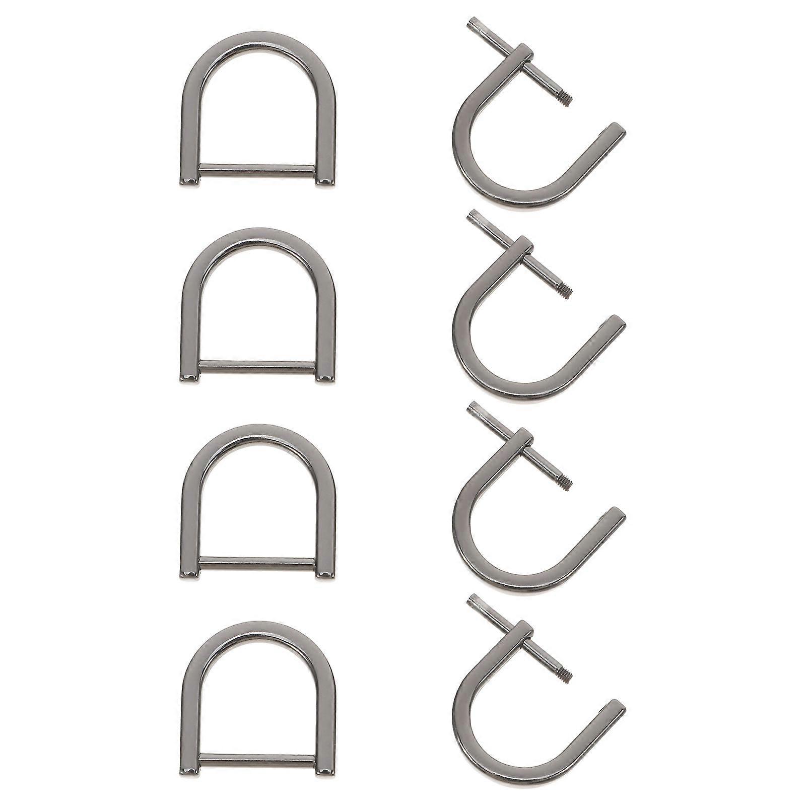 8Pcs Multi Purpose Keychains D Ring Handbag Strap Loop Clasp Hook D Buckles Semi Circular D Rings for DIY Accessories Black Grey