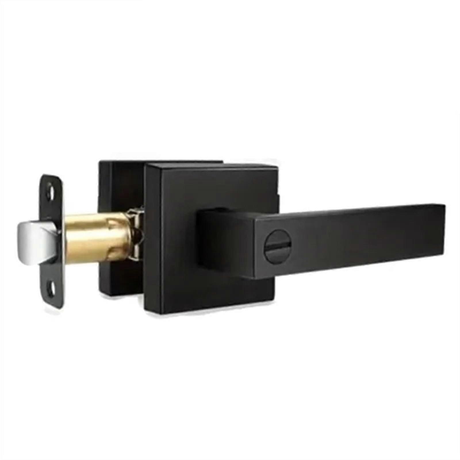 Modern Matte Black Door Lever Handle with Keyless Privacy Lockset for Bedroom and Bathroom