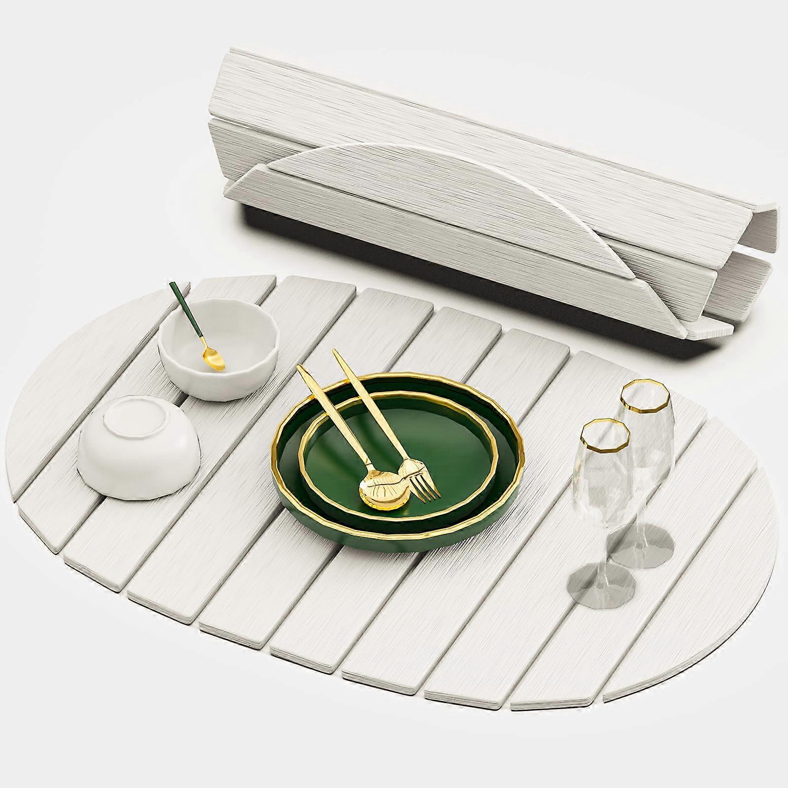 Large Quick Dry Dish Drying Mat, 22.8'x15.4' White Diatomaceous Earth, Super Absorbent Foldable Kitchen Counter Mat