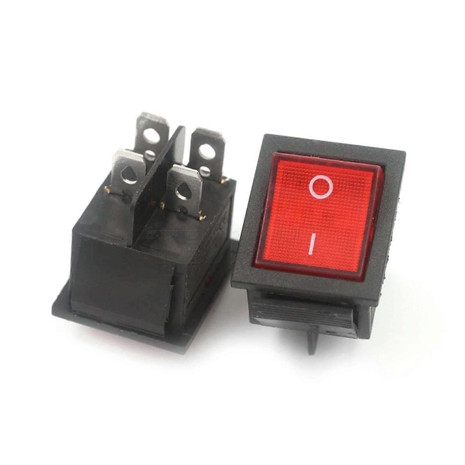 KCD4 Microswitch Toggle Switch 5PCS Electric Cooker Frying Pan Boat Size 4 Feet 2 Gear Red Power Button Kit