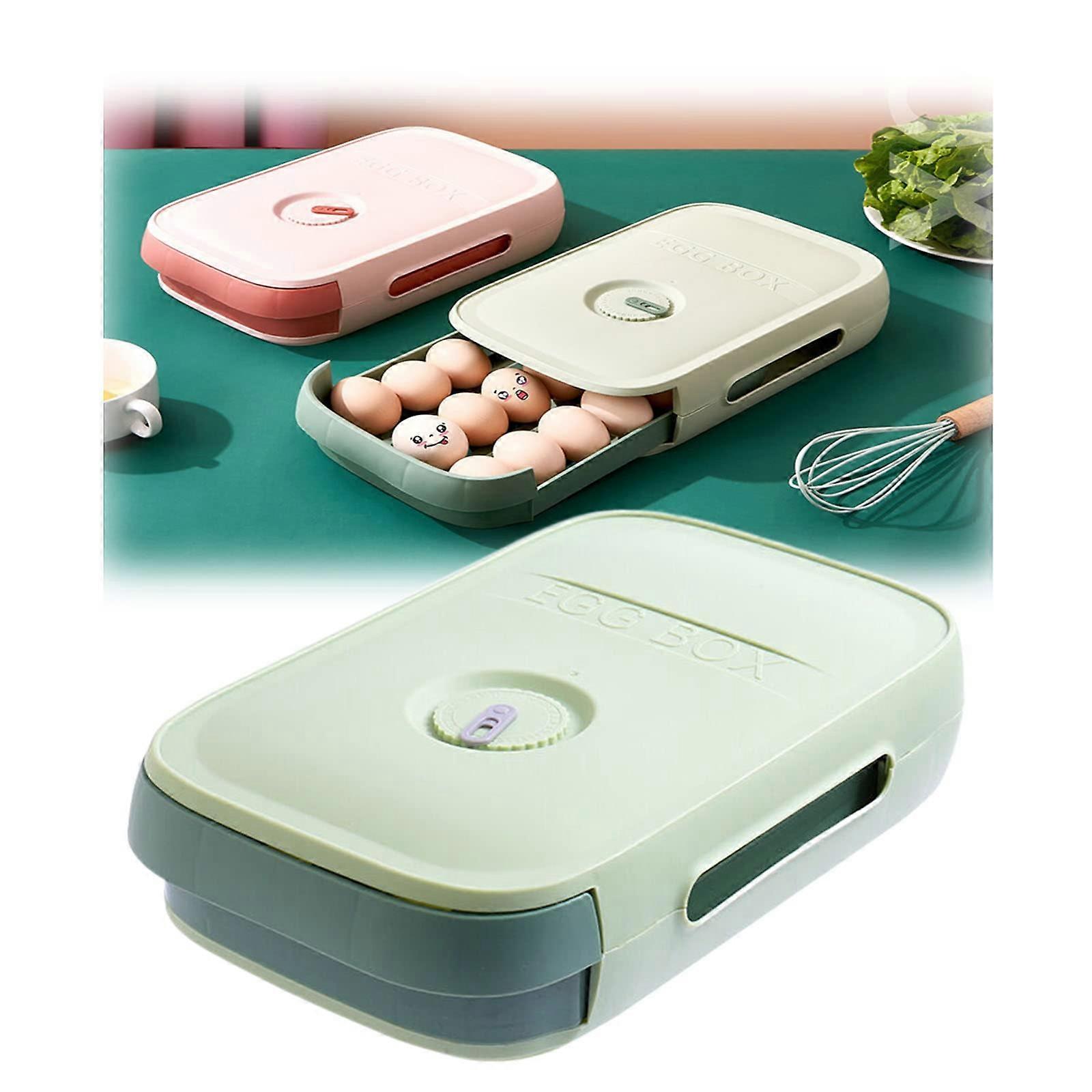 Egg Storage Box Drawer Style Automatic Rolling Stackable Large Capacity Egg Holder for Refrigerator