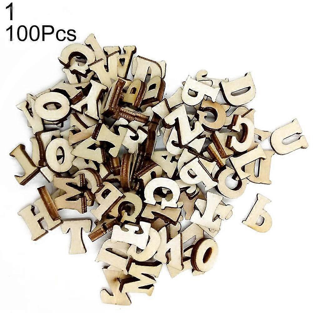 100 Pcs Mixed Wood Alphabet Letters Numbers Button Diy Craft Sewing Scrapbooking