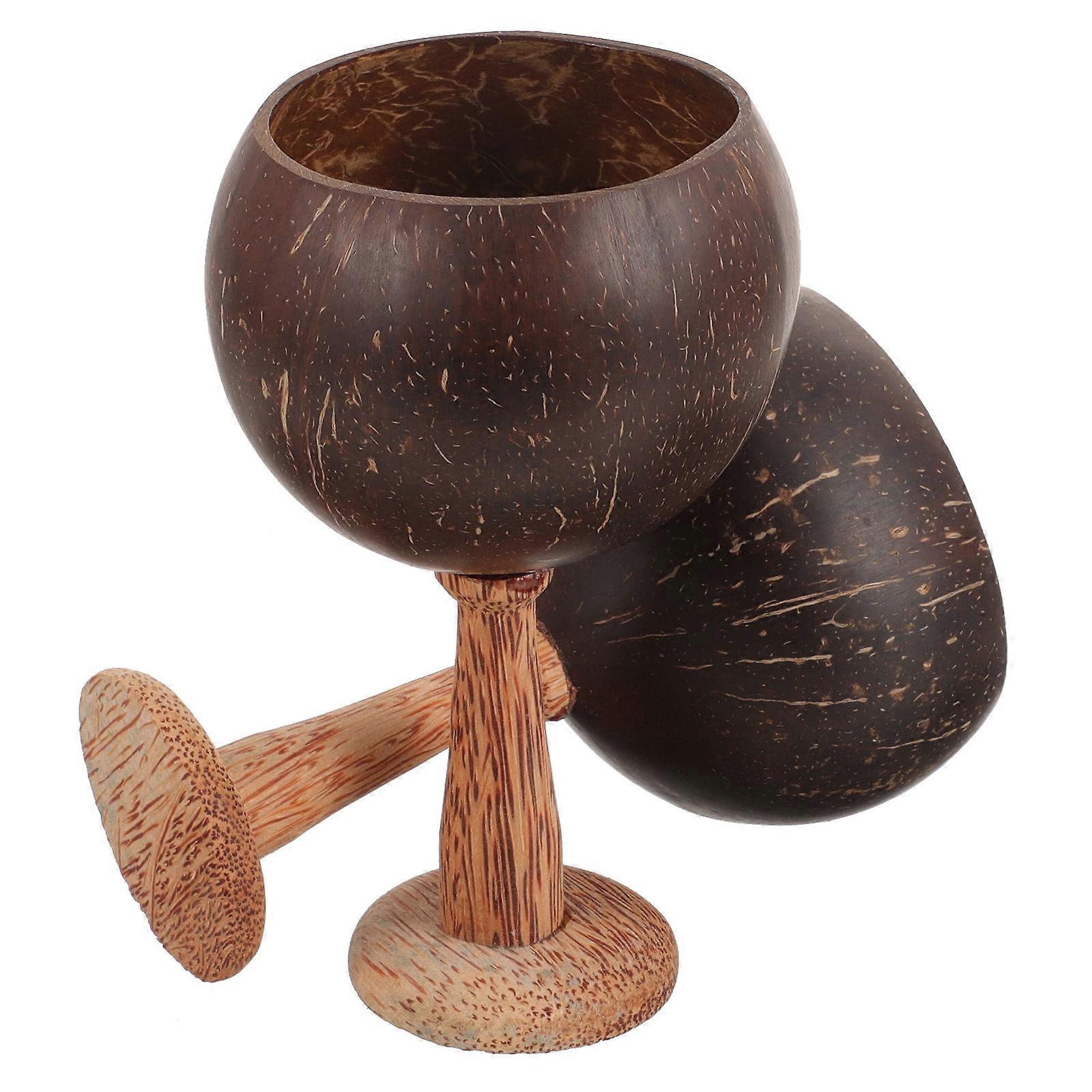 Cocktail Cup Wine Goblet for Home Use 2Pcs Coconut Shell Multi Color