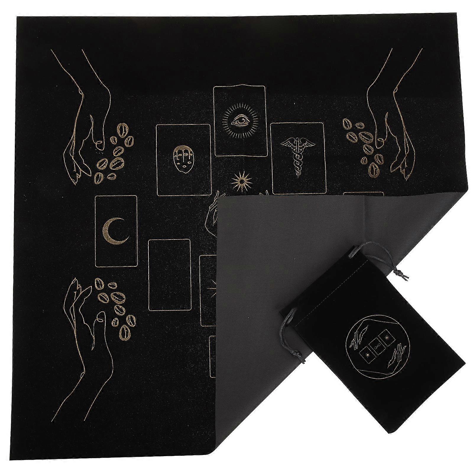 Black Flannel Tarot Cloth Altar Cloth for Divination 2Sets Table Use