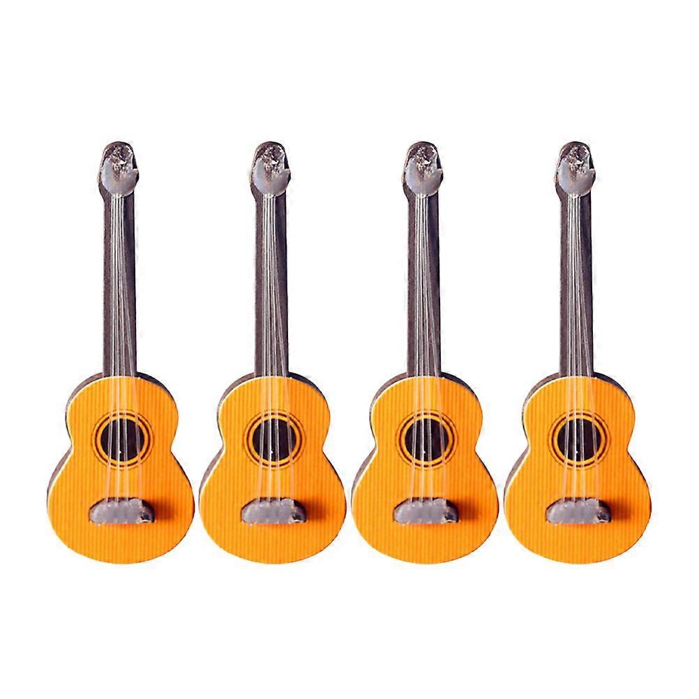 Mini Wood Guitar Models for Decoration 4Pcs Doll Accessories