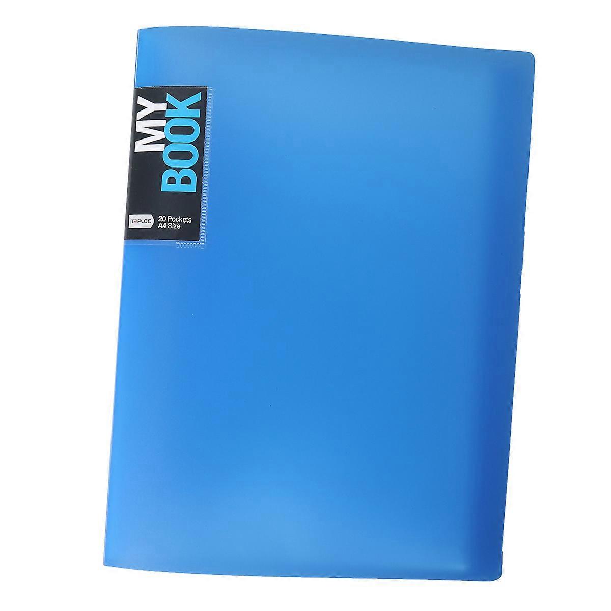A4 Folder Information Booklet Folder for Storage 20 Pages Blue Plastic
