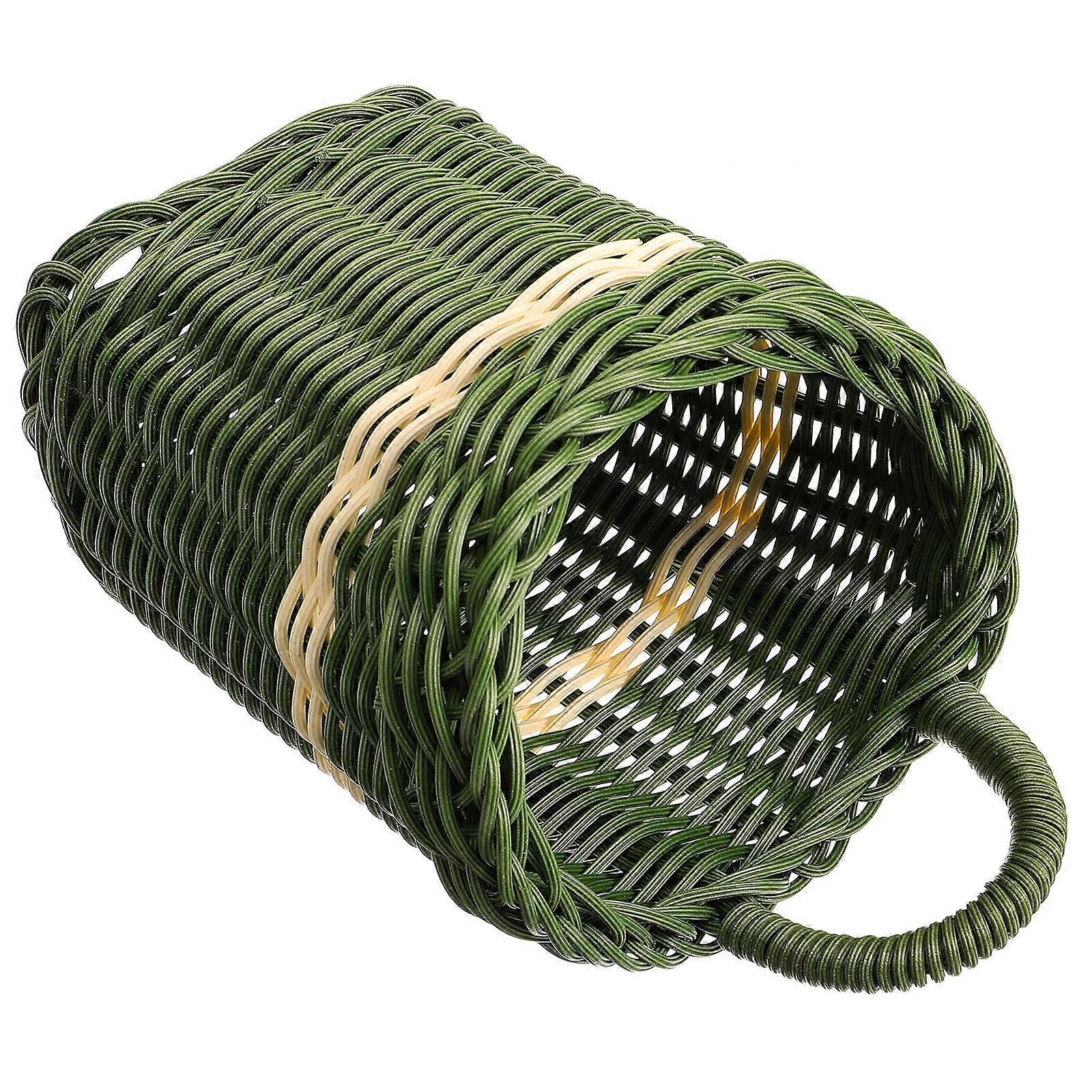 Plastic Woven Basket Flower Basket for Storage Handheld Style