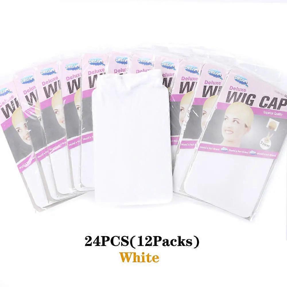 Wig Cap 24pcs (12 Packs) Stretchable Nylon Mesh Stocking Hair Nets 2pcs/pack,