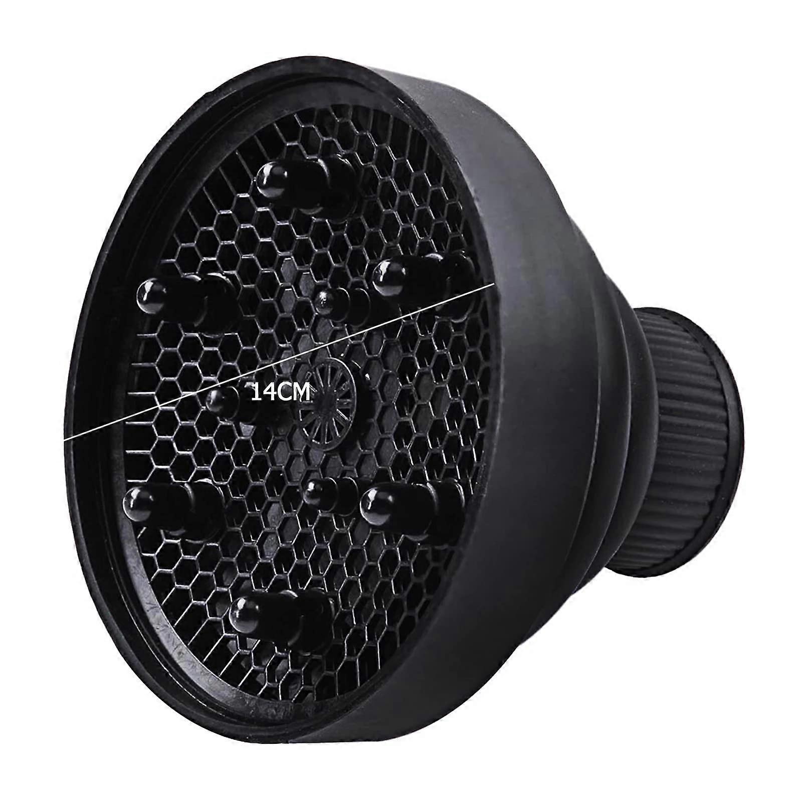 Hair Dryer Diffuser Silicone Attachment Foldable Heat Resistant Universal Fit for Styling Black