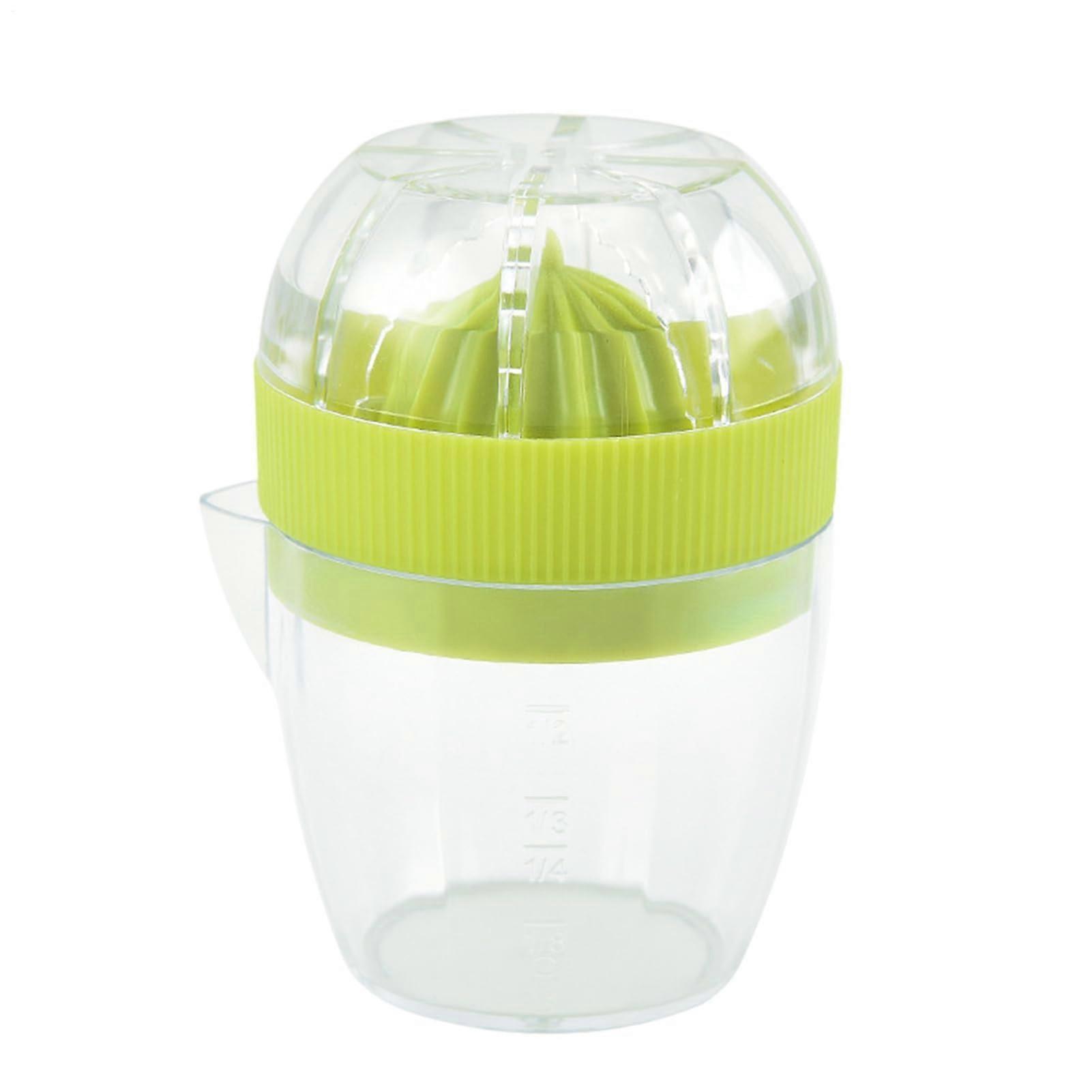 Manual Citrus Juicer with Pulp Filter and Measurement, Compact Handheld Lemon Squeezer Green