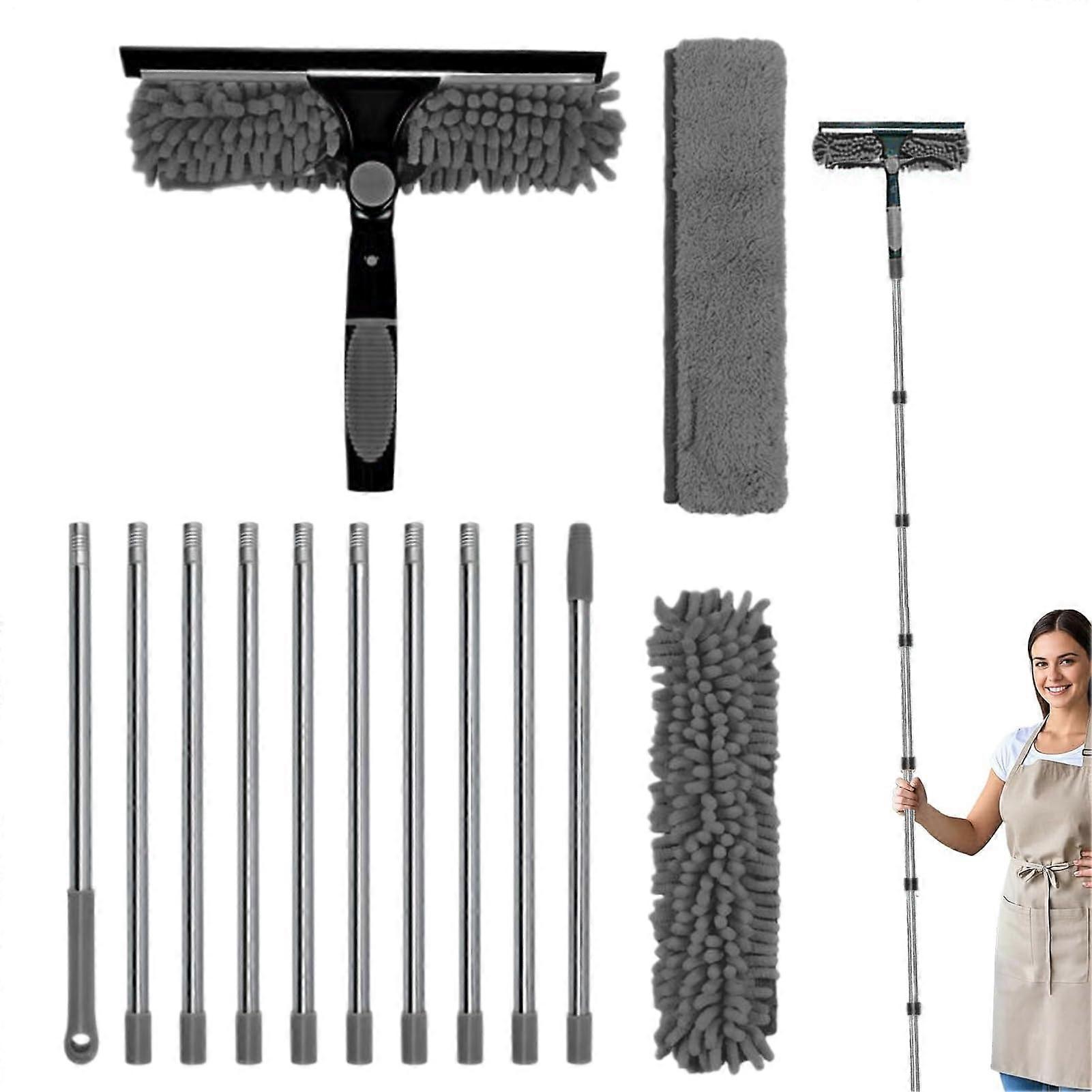 Ceiling Fan Duster with Adjustable Telescopic Handle for  Walls, Washable Detachable Brush