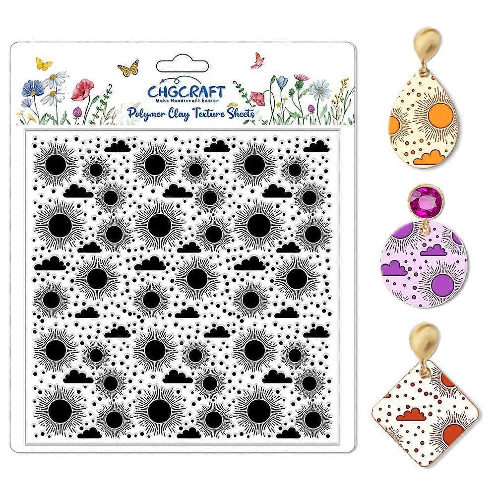 Sun and Cloud Polymer Clay Texture Sheets Geometric Pattern Silicone Texture Stamp Clay Texture Mat Modeling Pattern Pad Sheets for Jewelry and Earrin