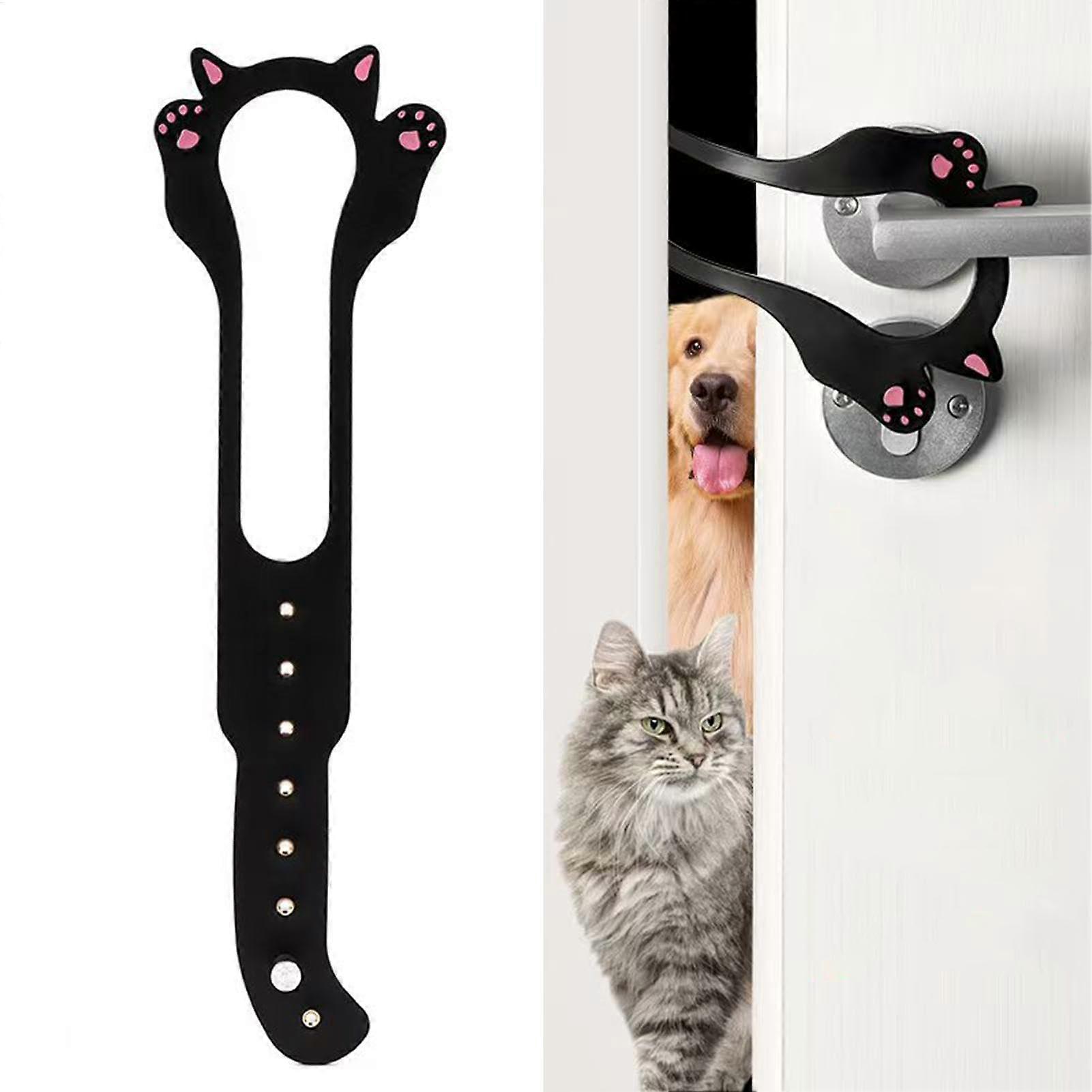 Adjustable Cat Door Latch with No Damage Design for Interior Doors, Keeps Dogs Out, Black
