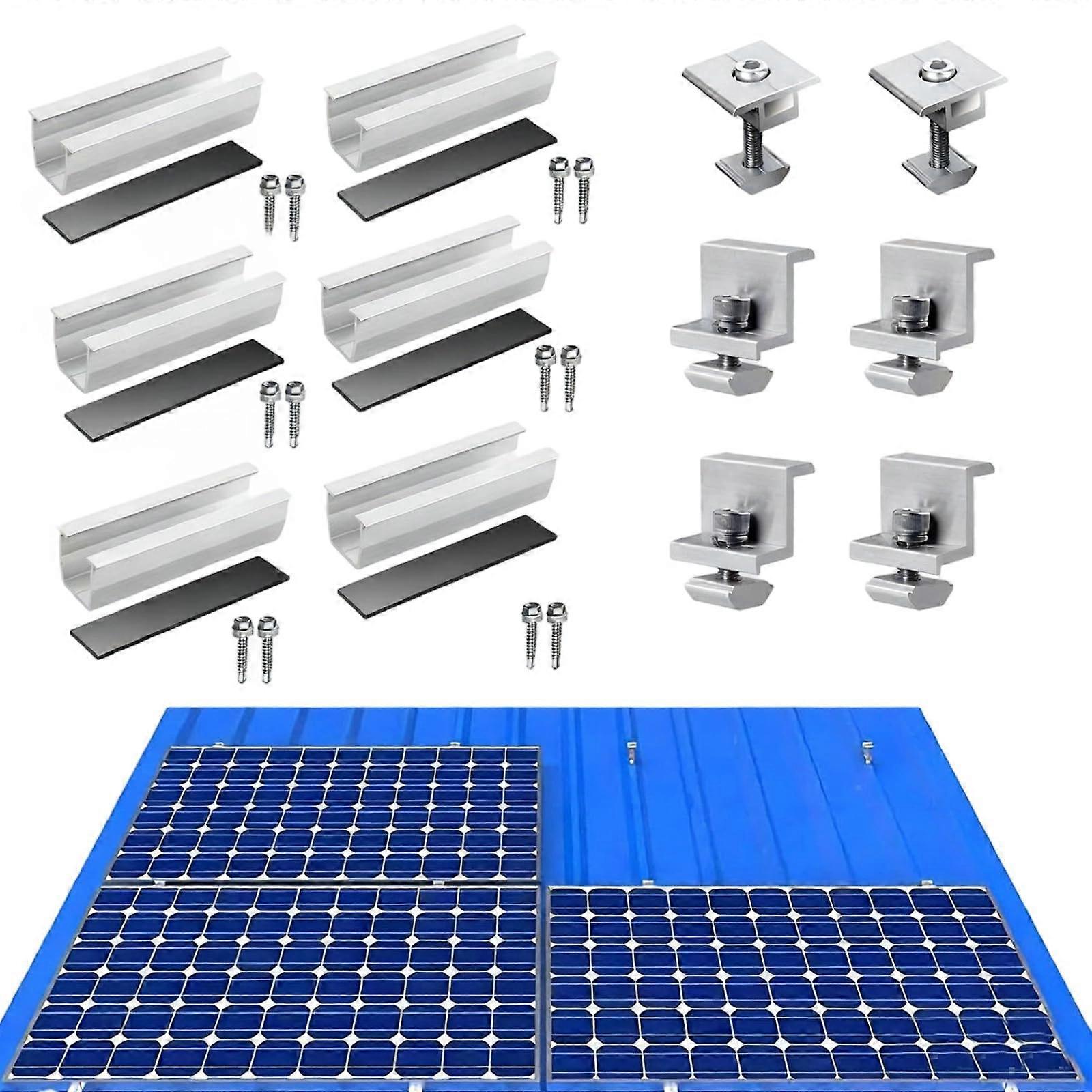 Solar Panel Mounting Kit 4 Pcs with UShape Brackets and 7.87 Inch CorrosionResistant Rails
