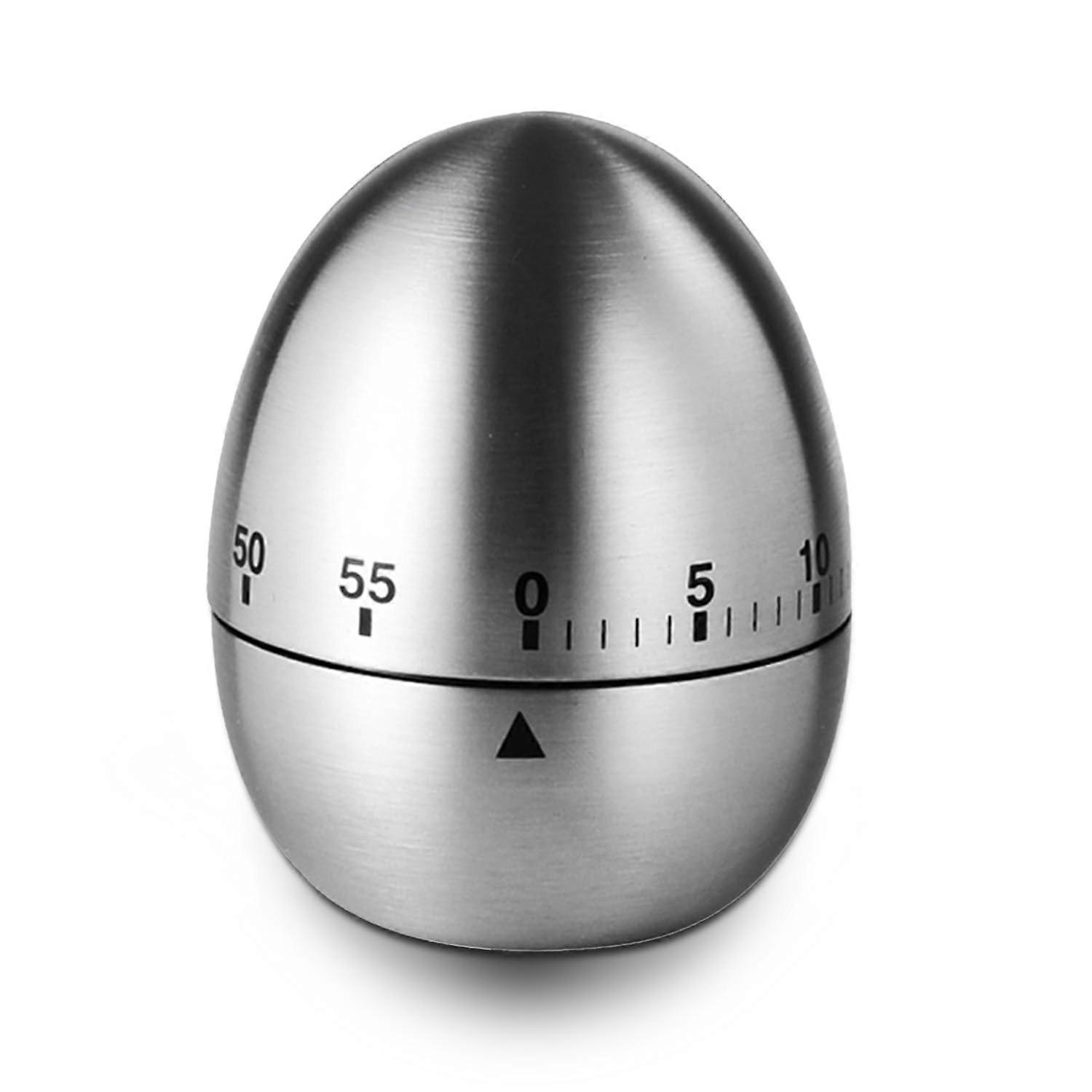 Kitchen Timer 60 Minute Stainless Steel Egg Shape Mechanical Cooking Timer with Loud Alarm