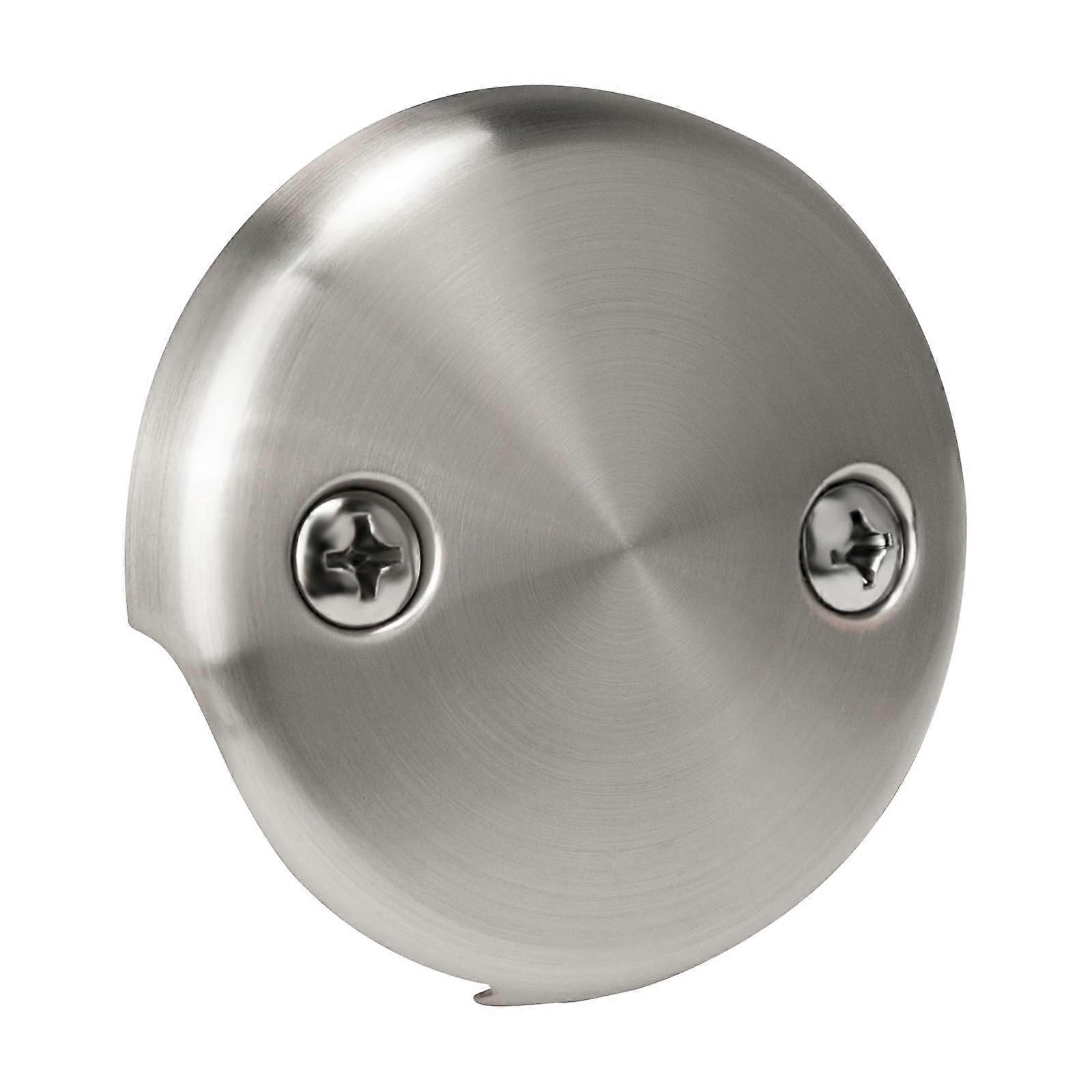 Universal Bathtub Overflow Drain Cover Solid Brass Corrosion Resistant Nickel Brushed with Screws