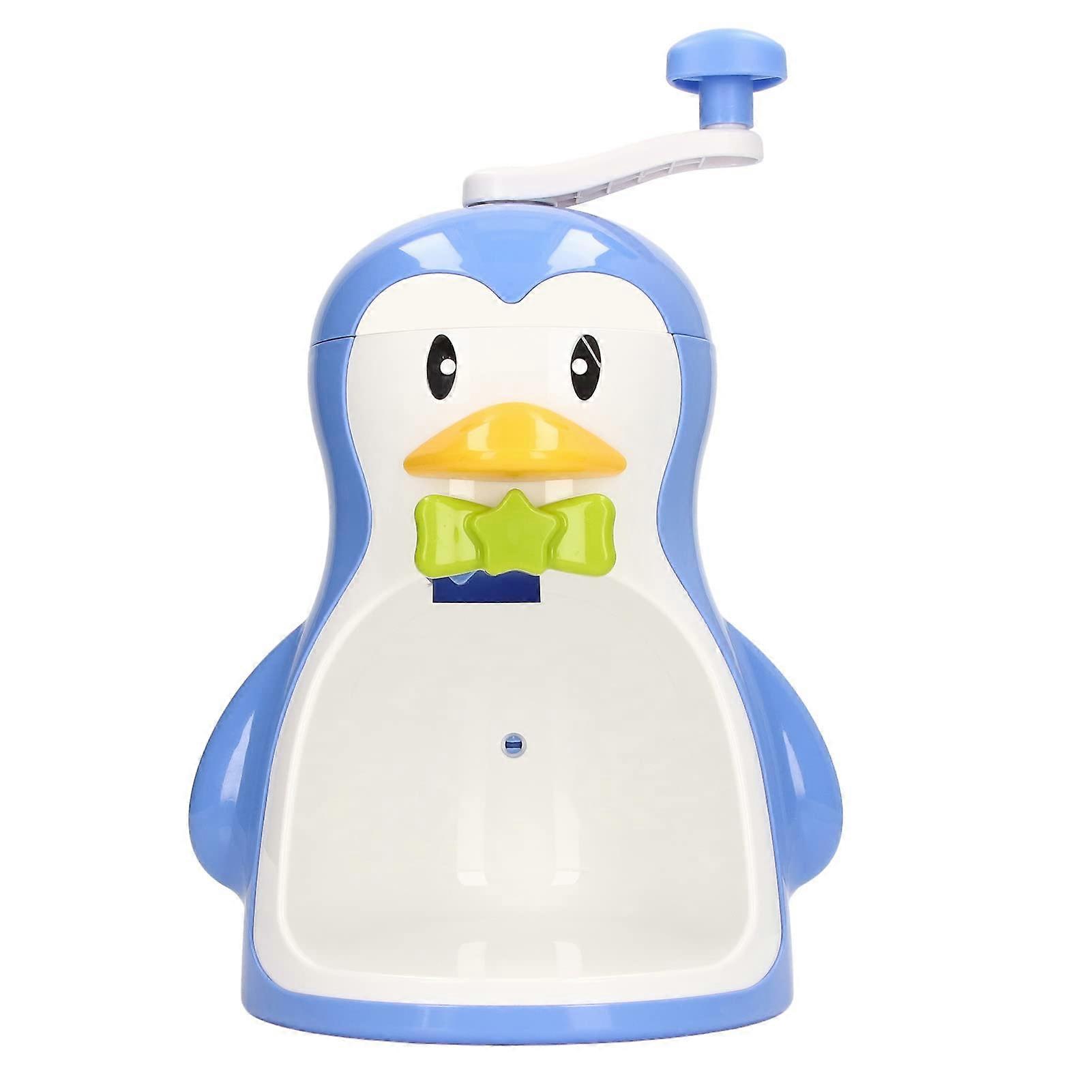 Manual Penguin Ice Shaver Snow Cone Maker Cute ABS Crusher for Home Kitchen Camping
