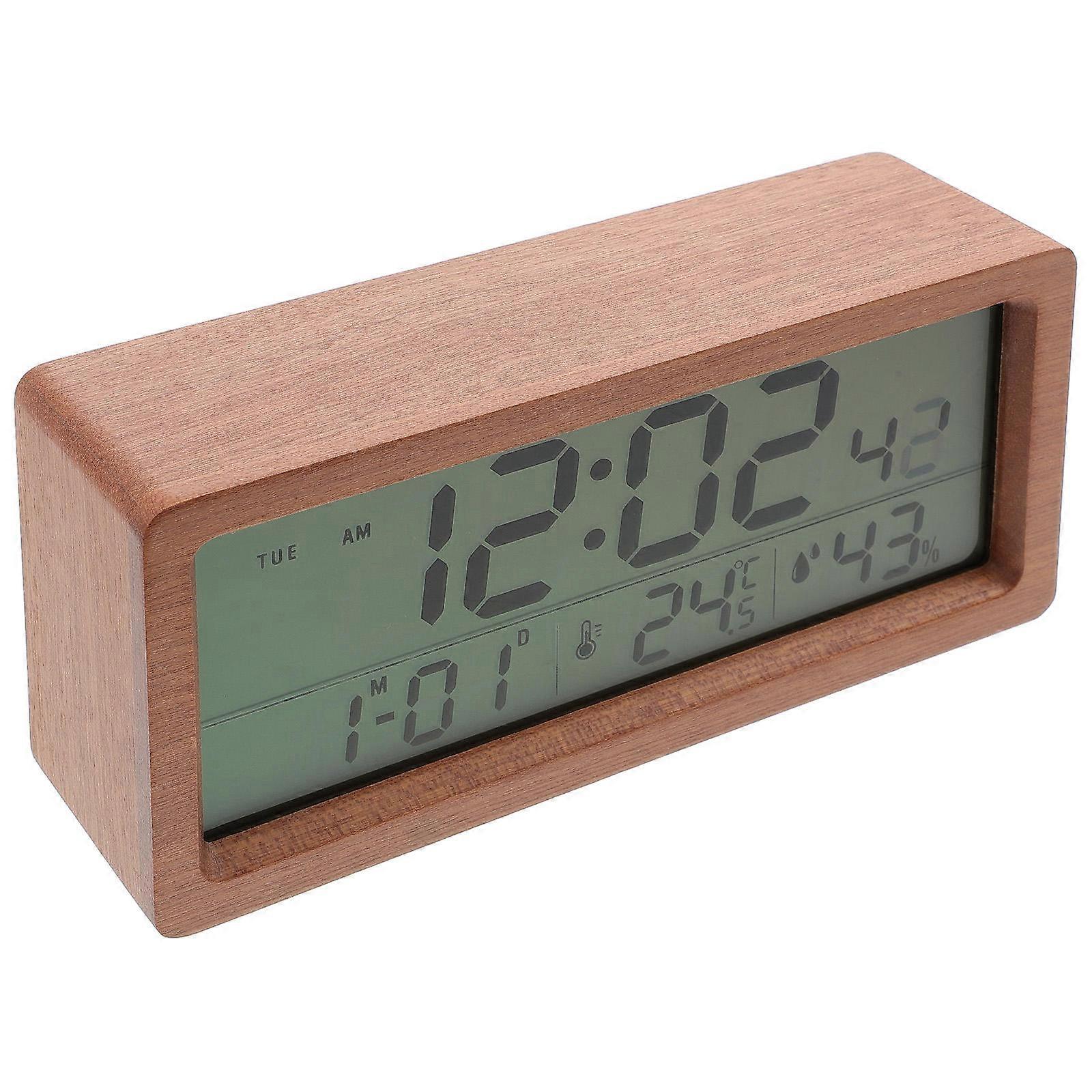 Rectangular Electronic Alarm Clock With Temperature And Humidity For Dormitory Use 17X8X5 Cm Practical Design Time Function 1Pack