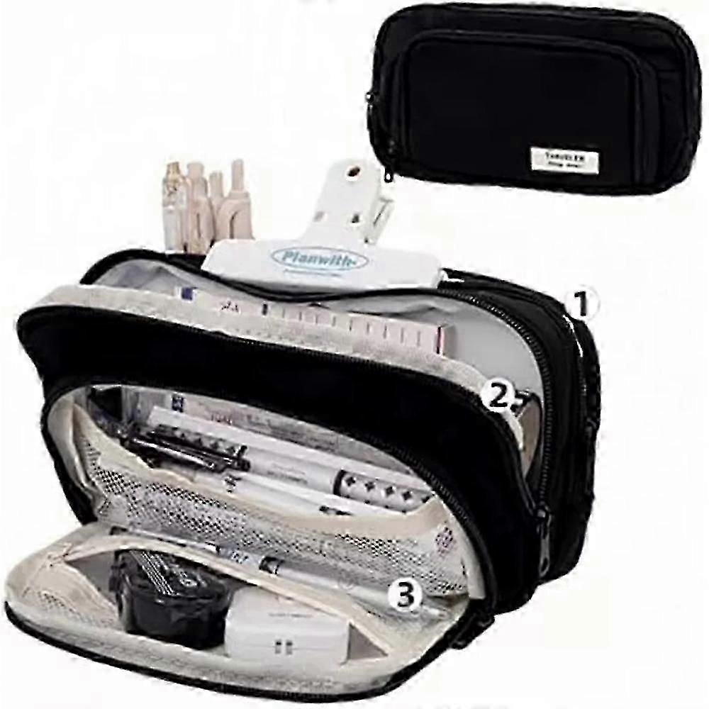 school pencil case big capacity 3 compartments simple storage
