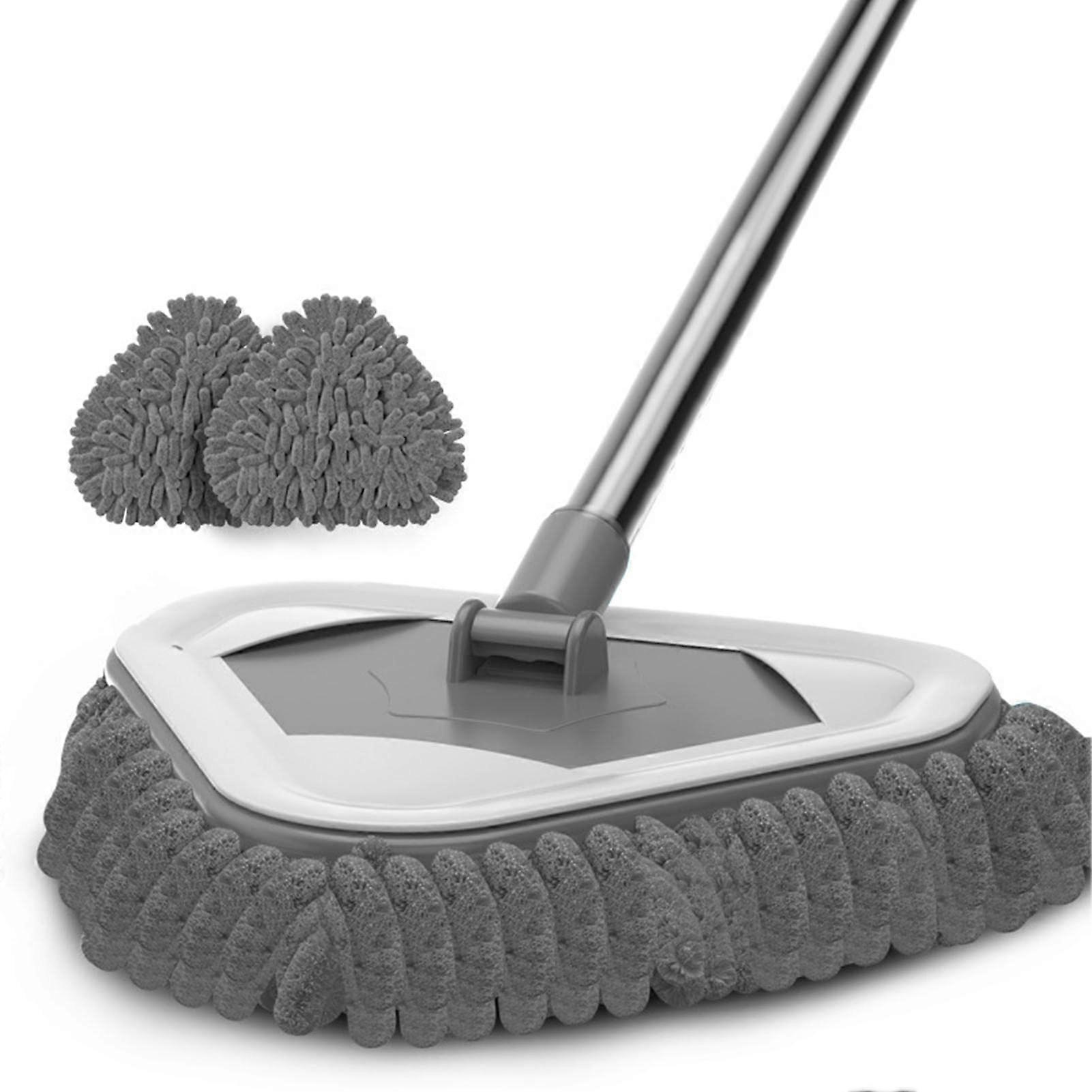 Microfiber Mop with Triangle Head for Baseboard and Corner Cleaning, Washable Chenille Pad, Wet/Dry Use