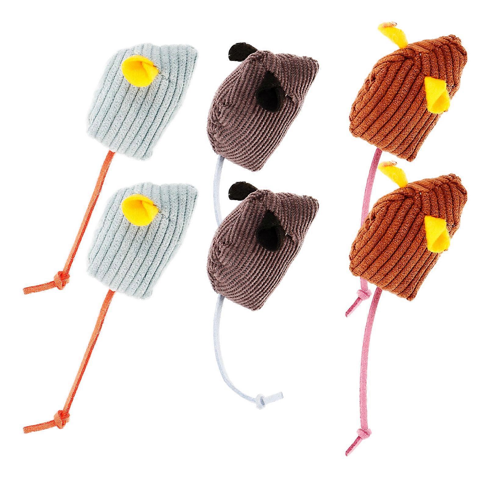 Cat Mouse Toy Plush Interactive Toy for Indoor Play 6Pcs Pack