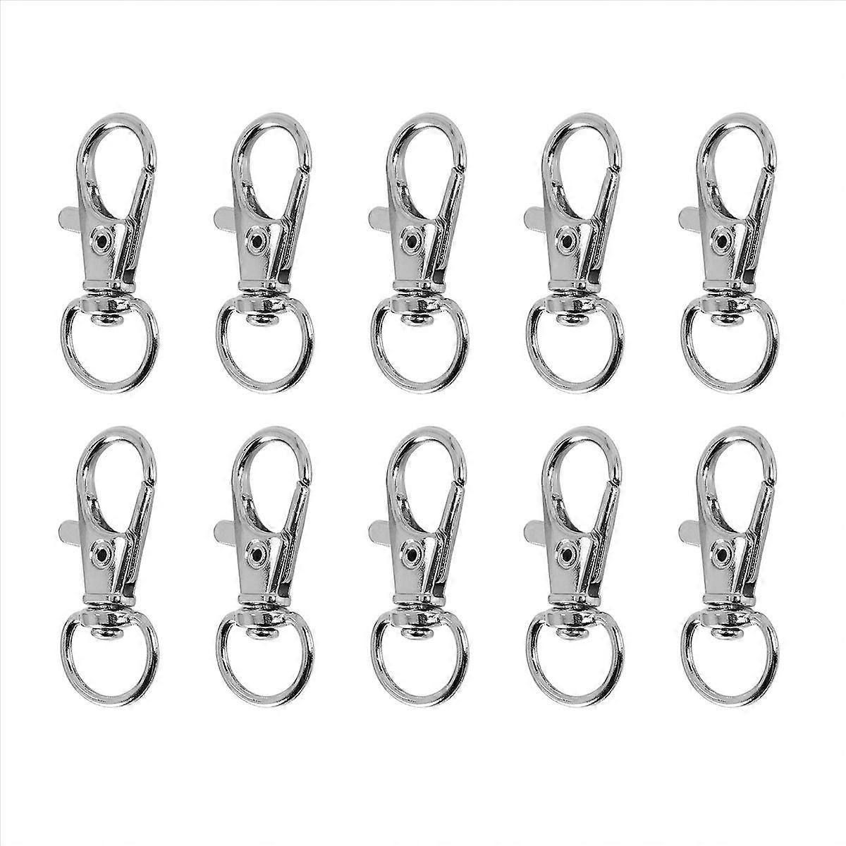 10pcs Metal Clasp Swivel Trigger Clips Snap Hooks Silver