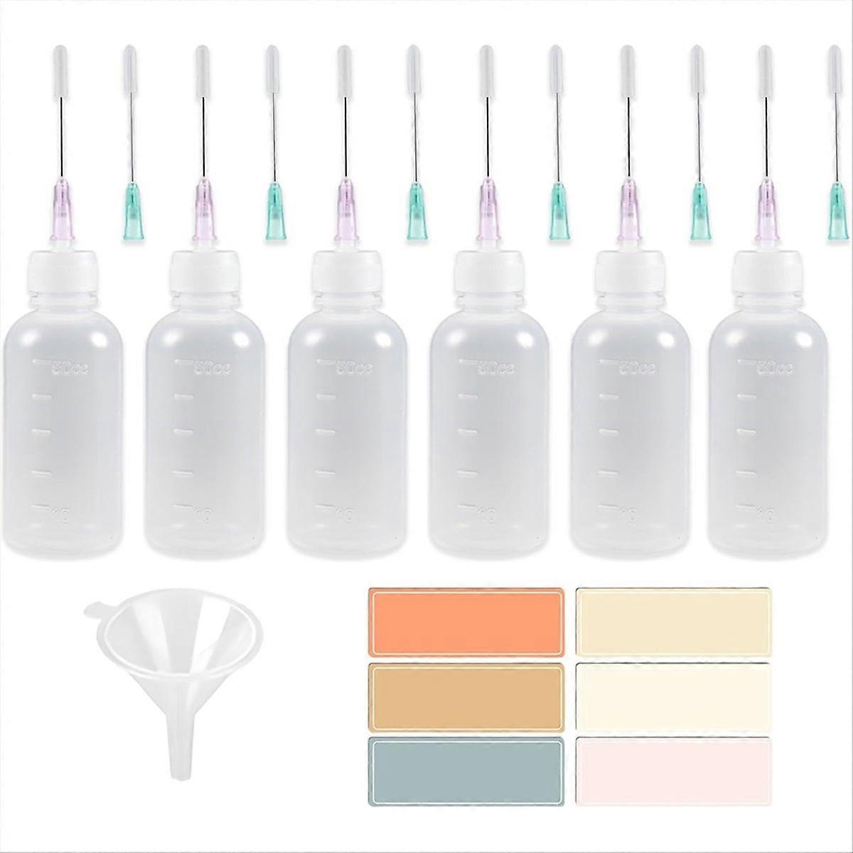 6 Pack Needle Tip Squeeze Bottle 50mL, Oil Applicator for Craft