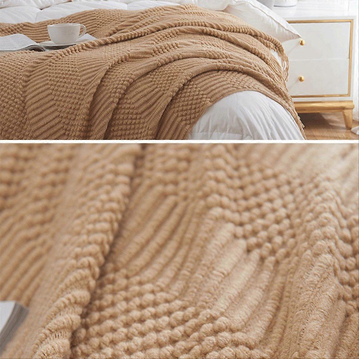 Knitted Throw Blanket for Couch, Bed and Sofa Blanket Yellow