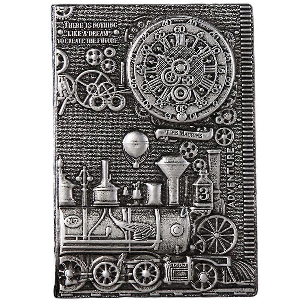 PU Notebook Vintage Carving Pattern for Writing Use Hardcover Diary Notebook Silver
