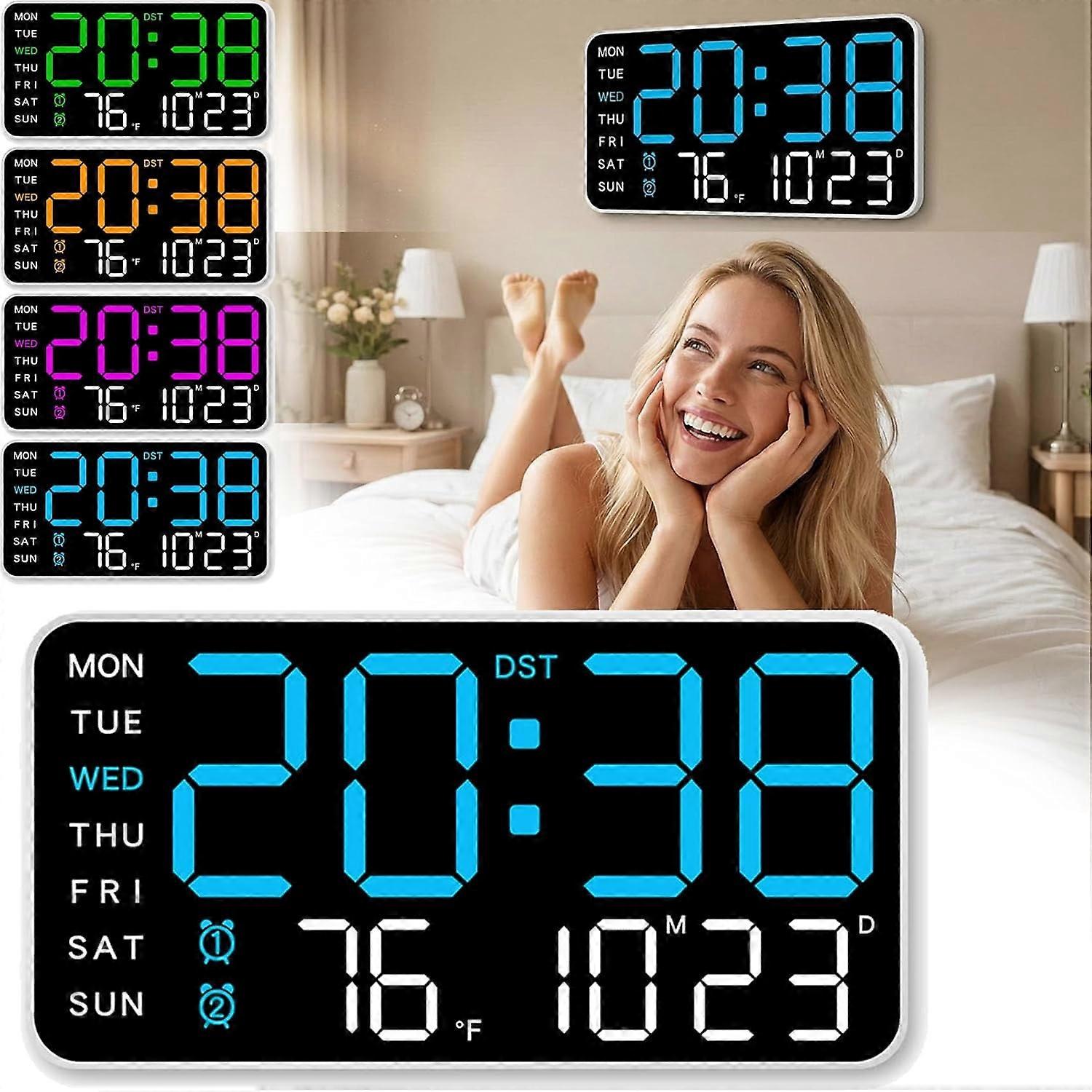 Multifunctional Decorative LED Digital Wall Clock - Large Decorative LED Digital Wall Mount Clock (#A)