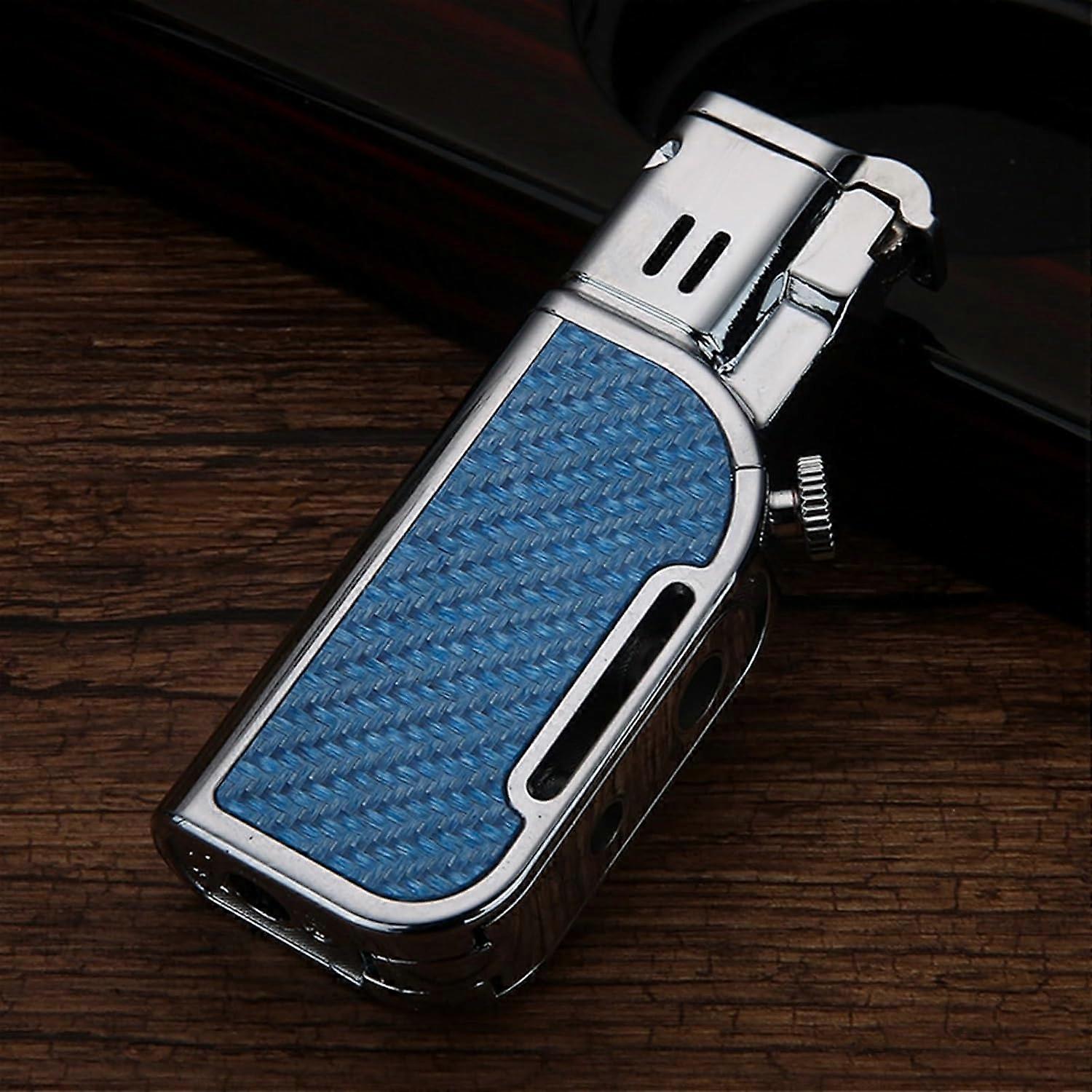 Windproof Dual Flame Butane Torch Lighter with TriMode Control and Visible Fuel Window for Camping