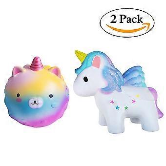 2er-Pack Jumbo-Squishy-Spielzeuge: Sternenbär und Einhorn, Kawaii-Duftanhänger zur Stressbewältigung für Kinder und Erwachsene
