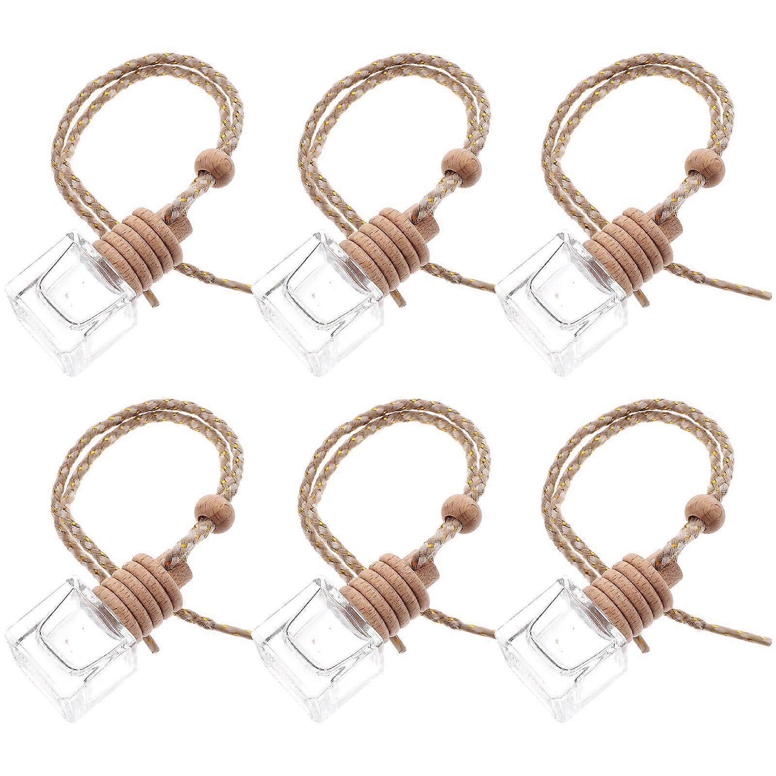 6pcs Car Hanging Diffuser Bottles Empty Perfume Bottles Glass Perfume Bottles