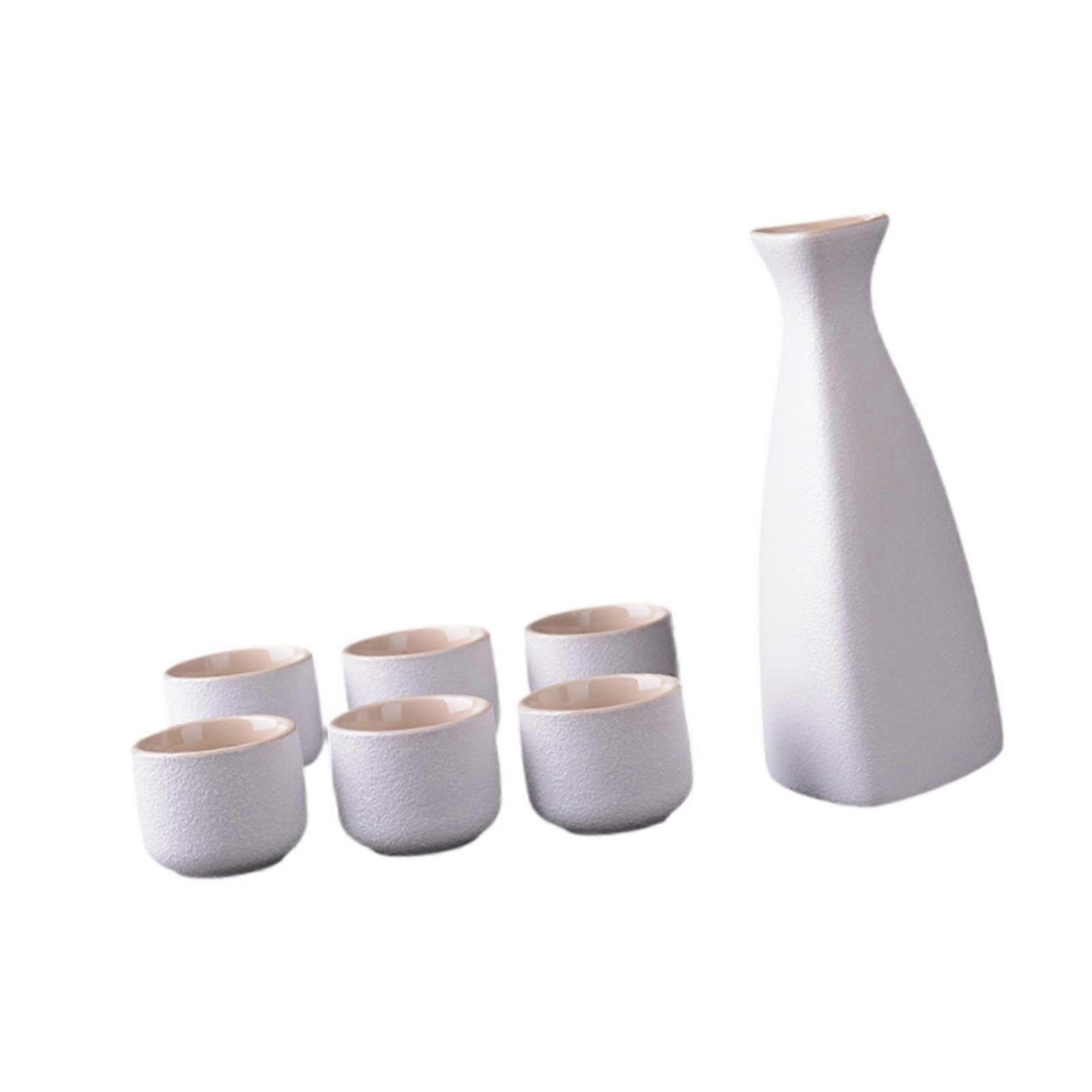 Serving Carafe and 6 Cups Crafts Creative Drinkware Ceramic Sake Pot Cups Set