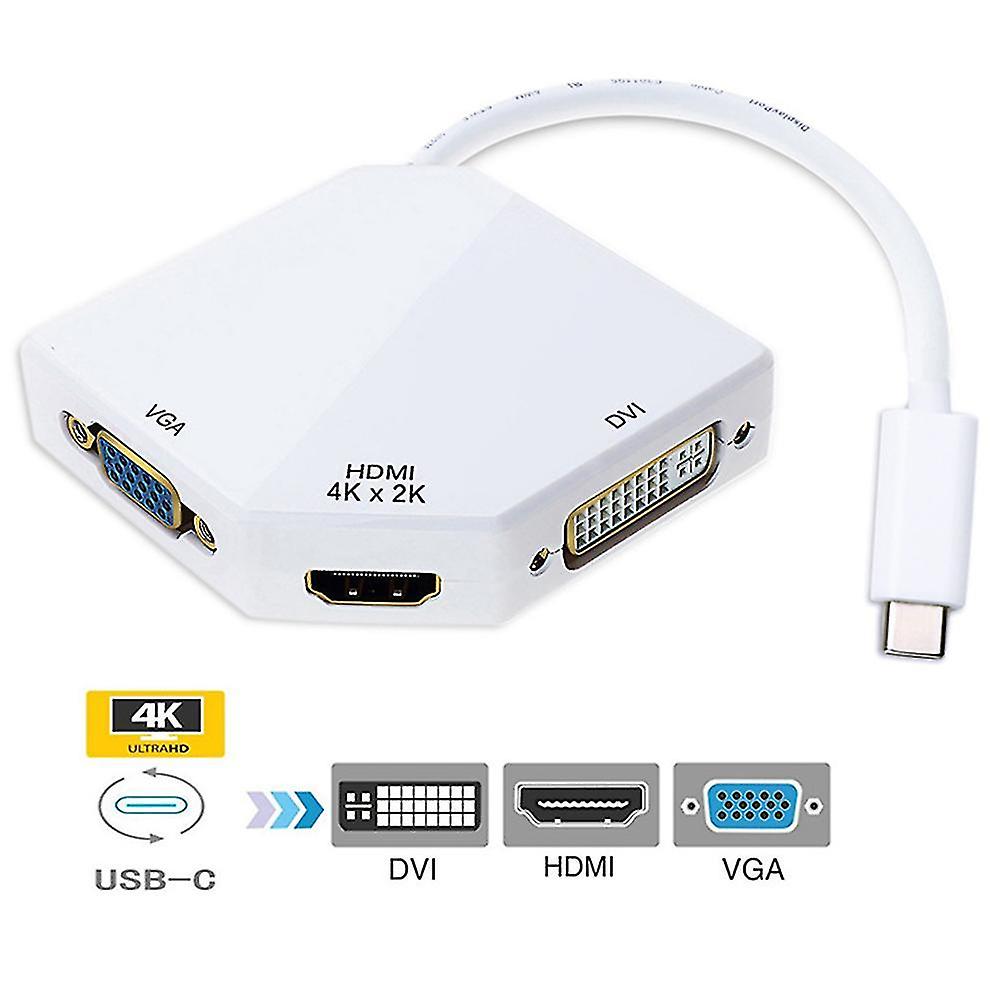 Multi Poortadapter Bekabelde Usb c Type C 3.1 Thunderbolt Compatibel met de Kabeladapter van Hdmi Dvi Vga 4 K