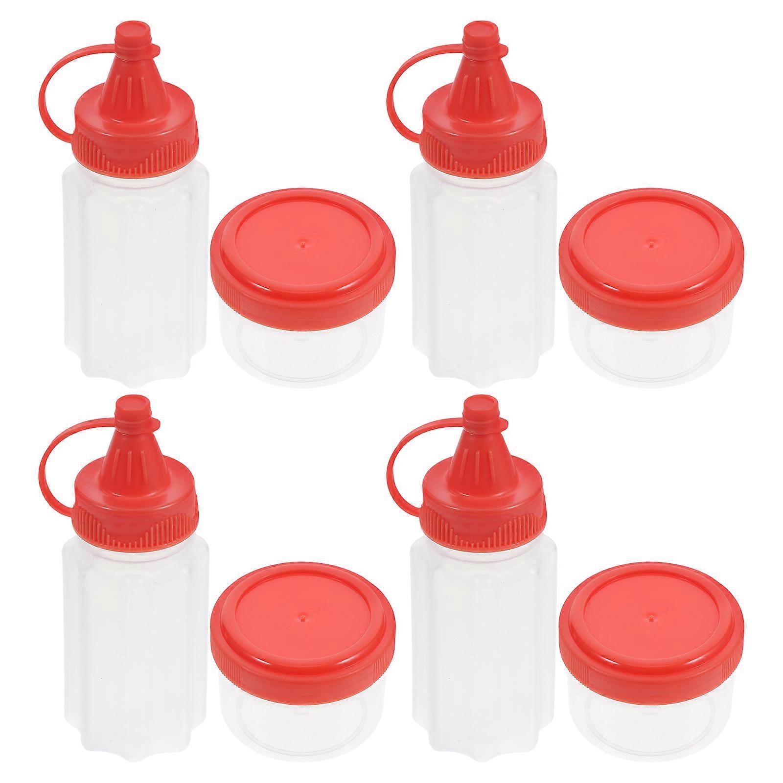 Mini Jam Squeeze Bottle Sauce Containers for Sauce Storage 4Sets Red