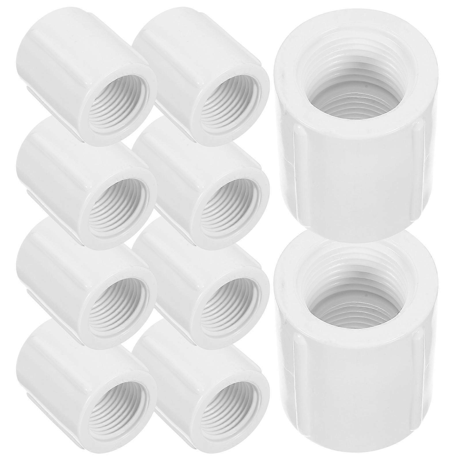 20Pcs White PVC Pipe Connector for Pipe Full Threaded Fitting Adapter