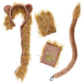 1 setti leijonan suunnittelemia pukuja Rekvisiitta Hiukset Vanteet Roolipelisetti Fake Lion Tail Brown
