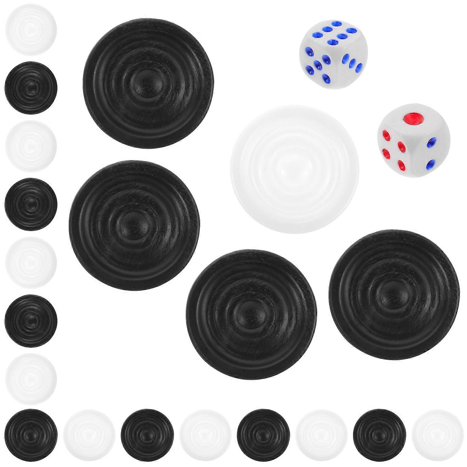1 Set Black and White Backgammon Pieces Plastic Backgammon Replacement Pieces