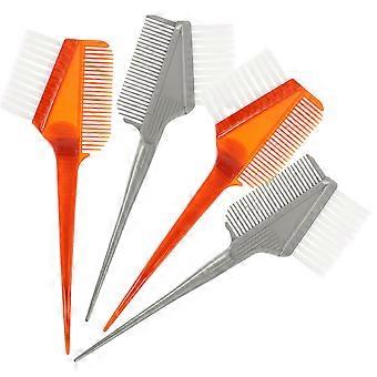 4pcs Hairdressing Hair Coloring Brush Tool Professional Barber Shop Hair Tools Brushes for Dye Hair(2pcs Siliver, 2pcs Brown)