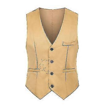 Men Slim Fit Suit Vest Waistcoat Casual Formal Single Breasted Gilet