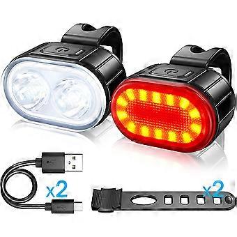 LED, USB oplaadbare voor- en achterlichten, IPX5 waterdichte LED-fietsverlichting