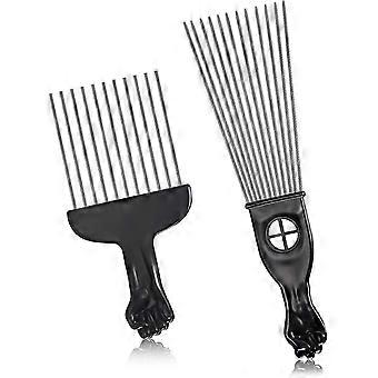 African American Pick Comb Black Fist Metal Hair Comb Wide Hair Pick Comb Smooth Hair Fork Comb Wig Braid Styling Tool For Women And Men Home Sa