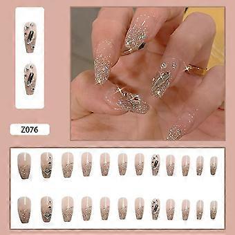 24pcs Flash Wear Long Paragraph Fashion Manicure Patch False Nails Save Time Wearable Nail