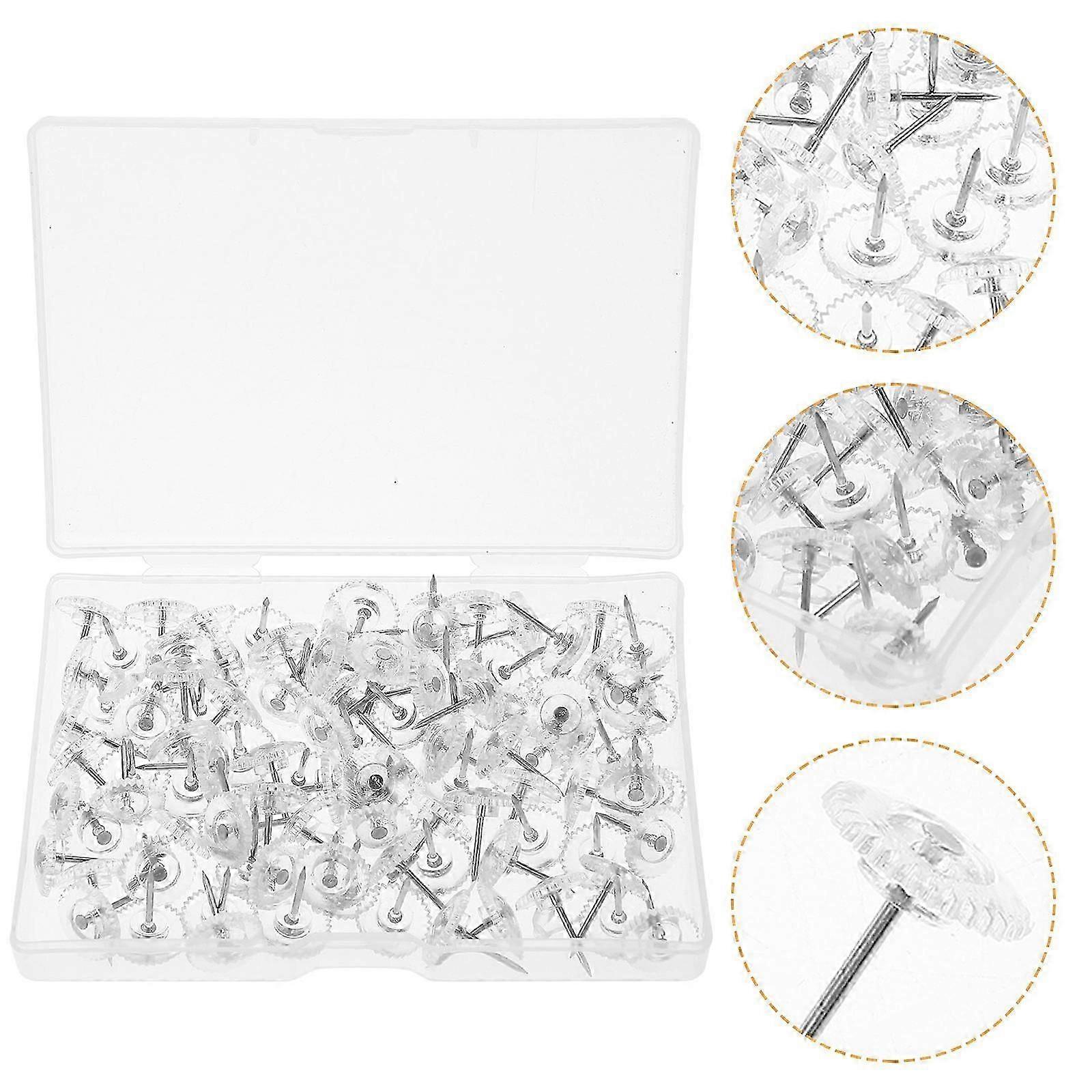 Transparent Gear Shape Thumb Tacks Push Pins, 2 Boxes for Decoration