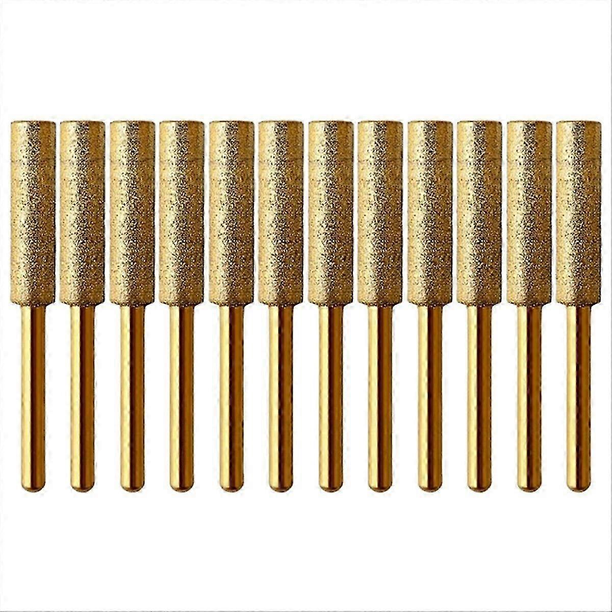 12PCS Coated Cylindrical Burr 5.5mm Chainsaw Sharpener Grinding Tools